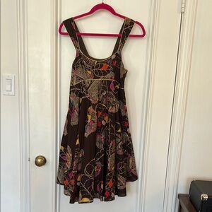 FCUK Jeans French Connection Brown/ Multicolor Butterfly Patterned Dress TWIRLS!